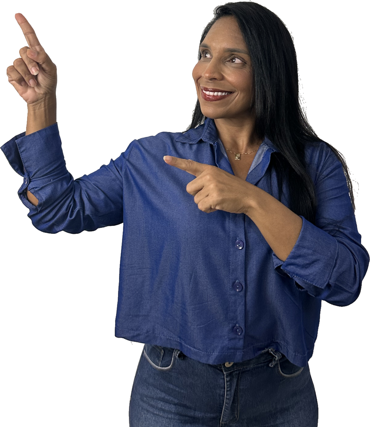 Paty Morelli apontando
